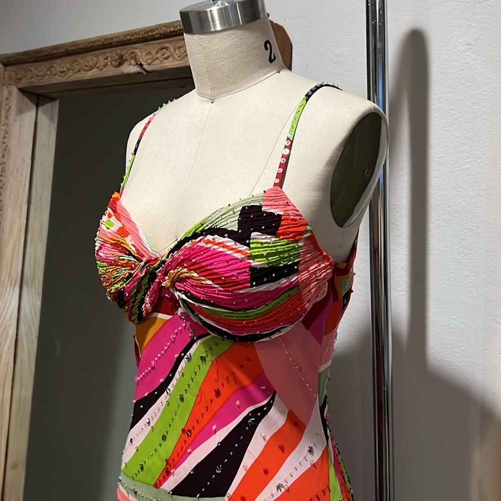 Sue Wong Multicolor Striped Dress